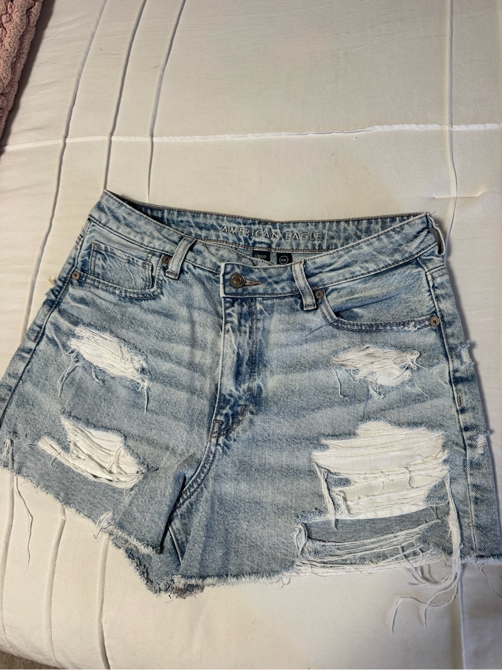 American Eagle Outfitters Light Wash Distressed Denim Shorts